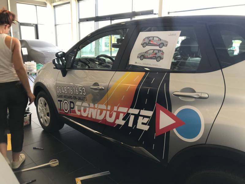 Covering imprimé sur véhicules auto-ecole de st-médard-en-jalles près de Bordeaux